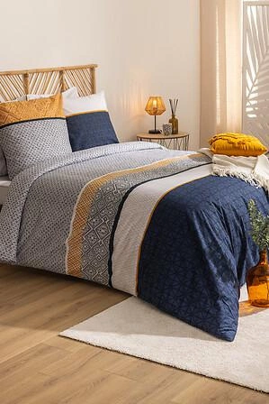 Komplet povlečení Etnik v proužky 260 x 240 cm modrý