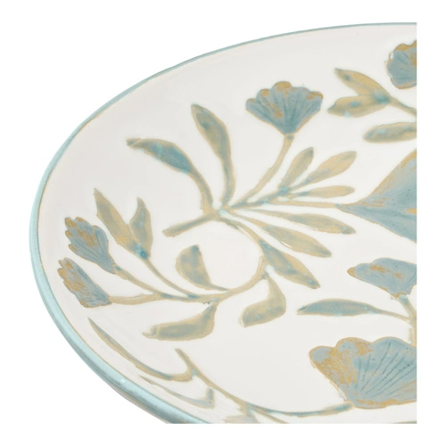 Dekorativní kulatý keramický podnos Ginkgo bílý House Nordic 35,5 cm