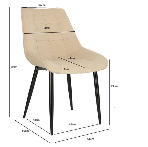Jídelní židle Poly Intesi čalouněná sametem béžová s černými nohami moderní