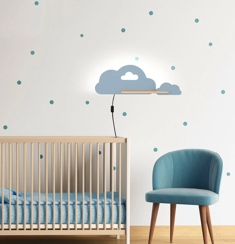 Nástěnná lampa Cloud lamp 5W LED 4000K iq kids s drátem modrá