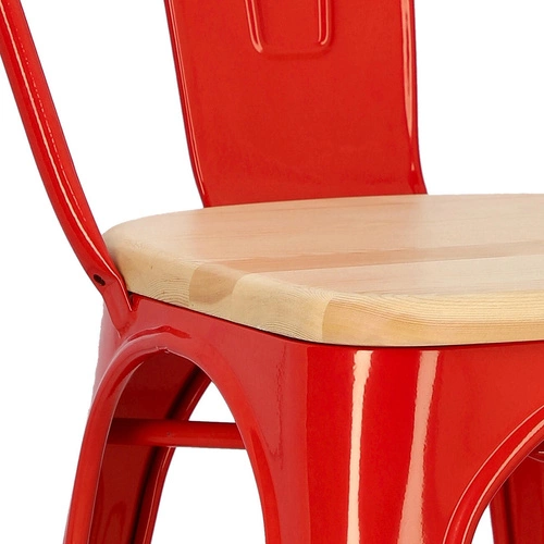 Židle Paris Wood červená, sedák borovice natural