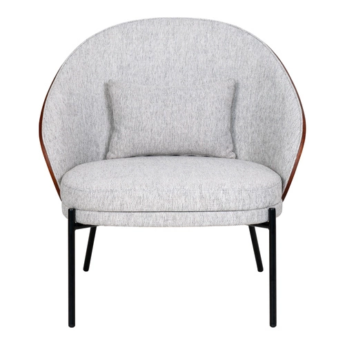 Moderní čalouněné křeslo Canelas ve tvaru mušle do obýváku světle šedé tmavě hnědé Intesi