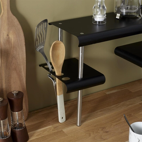 Kuchyňská stojací police na koření a doplňky Angle černá kovová moderní Intesi