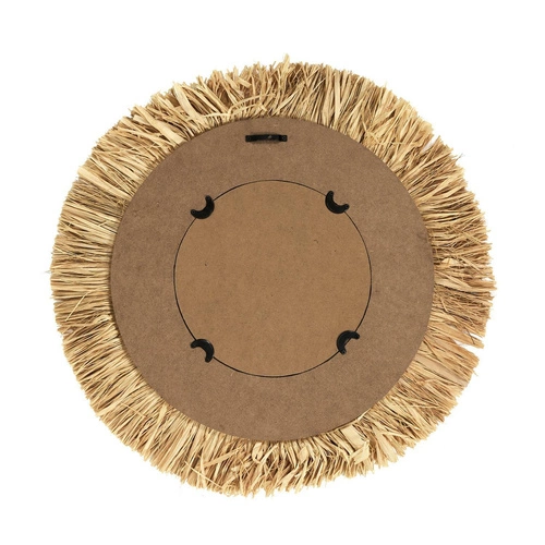 Kulaté zrcadlo boho Kaya 59 cm přírodní závěsné do předsíně a obýváku