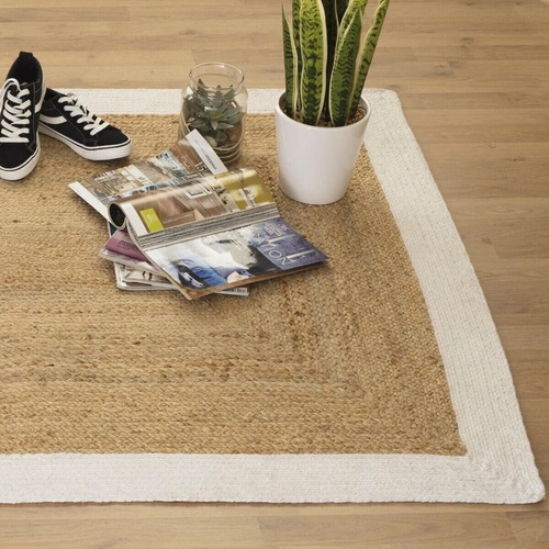 Boho koberec Maguire 170x120 přírodní/bílý z juty a bavlny do obýváku snadno čistitelný Atmosphera