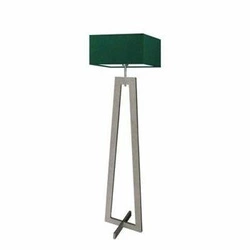 Stojací lampa JAWA skandinávská dřevěná s látkovým stínidlem v lahvově zelené do obýváku Lysne