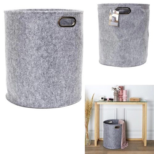 Sada 2 plstěných kulatých krabic šedé barvy