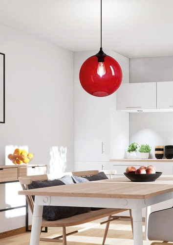 Moderní závěsné svítidlo skleněná koule EDISON 25 červená do obýváku a ložnice