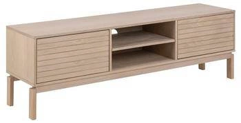 TV stolek Linley dub bělený 160 cm moderní volně stojící do obýváku s lamelami