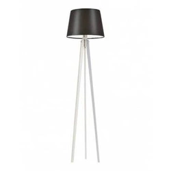 Stojací lampa Curacao moderní s hnědým stínidlem a dřevěnou konstrukcí do obýváku