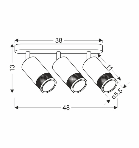 Stropní svítidlo Flin moderní černá lišta 3bodová nastavitelná do obýváku a kuchyně