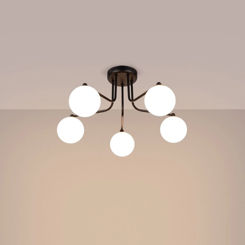 Lustr Astral 5 černý skleněné koule minimalistický do obýváku a jídelny