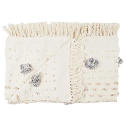 Boho pléd Tuffo krémový s třásněmi na pohovku do obýváku hřejivý a měkký 150x125 cm