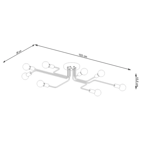 Lustr stropní VECTOR 8 černý loftový lustr do obýváku, jídelny nebo ložnice