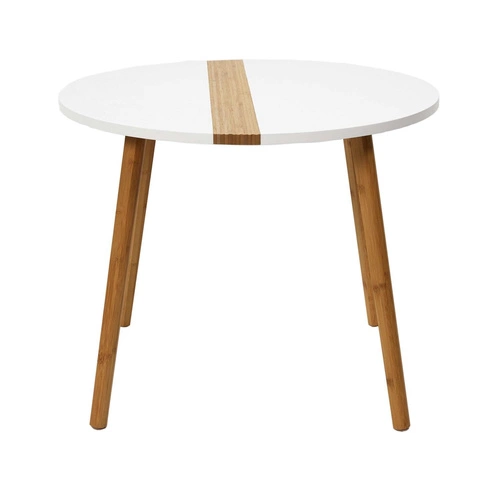 Sada 2 kulatých konferenčních stolků Paraiba bílý dřevěný skandinávský do obýváku 2v1