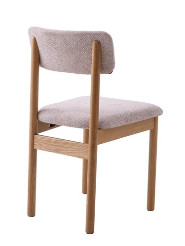 Čalouněná jídelní židle Canora písková s dubovými nohami