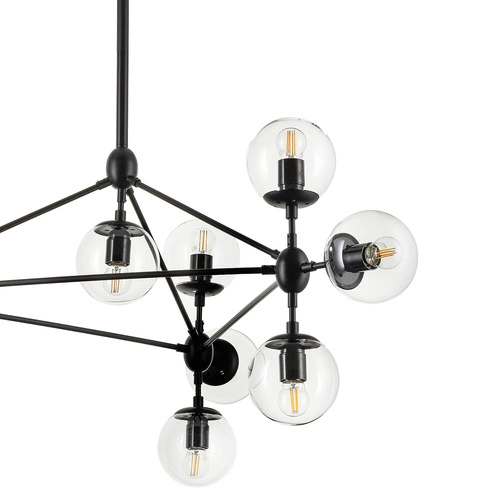 Závěsné svítidlo skleněná koule ASTRIFERO-10 černá 90 cm do obýváku a nad stůl