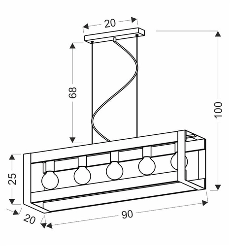 Závěsná lampa Varna černá 5x40W E27 stínidlo černé