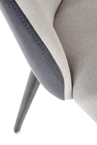 Čalouněná jídelní židle Lydie šedá moderní na lyžinách Intesi s černými nohami