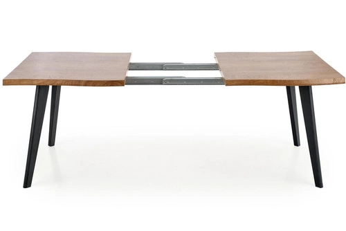 Rozkládací jídelní stůl Sonik, přírodní dub, černé nohy, moderní, 120–180 cm