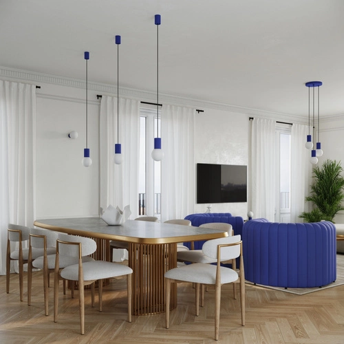 Závěsné světlo koule HALO 1 ultramarín moderní do obýváku a ložnice SOLLUX LIGHTING
