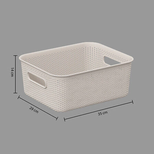 Plastový úložný koš s uchyty béžový s puntíky 11 l 5five simply smart