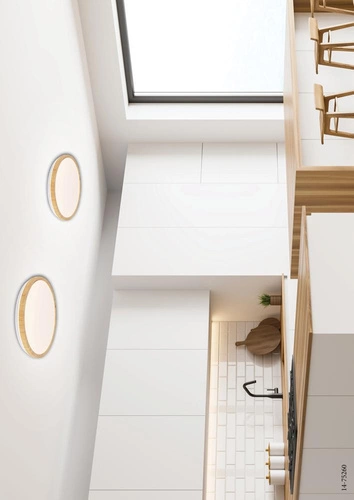 Gandava stropní LED svítidlo kulaté 48 cm bílodřevěné moderní do obýváku a kuchyně