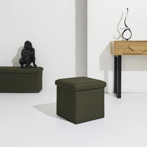 Skládací čtvercová taburetka se schovkou Vels Atom Intesi moderní do předsíně khaki 38x38 cm