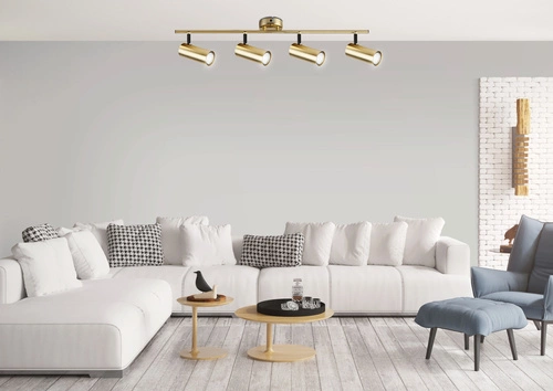 Stropní svítidlo Colly moderní mosazné 4bodové otočné do obýváku a kuchyně