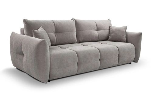 Rozkládací pohovka Bode pro 3 osoby s úložným prostorem a funkcí spaní světle šedá do obývacího pokoje