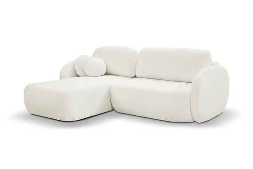 Rohová sedací souprava s rozkladem Salby levá bílá moderní do obýváku s úložným prostorem