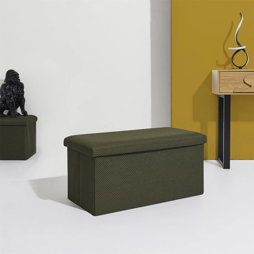 Obdélníková taburetka s úložným prostorem Velse Atom Intesi moderní skládací do předsíně khaki 76 cm