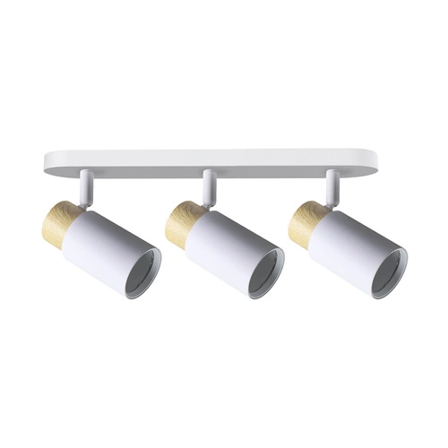 Moderní stropní lampa Claro bílá s dřevem 3bodová nastavitelná do obýváku