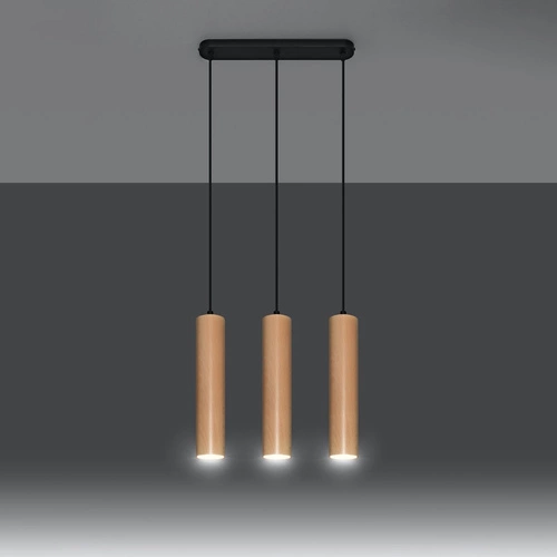 Dřevěné závěsné svítidlo LINO 3 světla moderní do kuchyně a nad ostrůvek