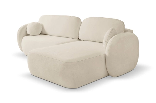 Rohová rozkládací pohovka Salby béžová moderní pravá do obýváku s úložným prostorem Intesi