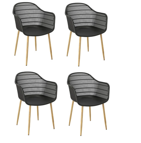 Sada 4 židlí Becker černé/přírodní