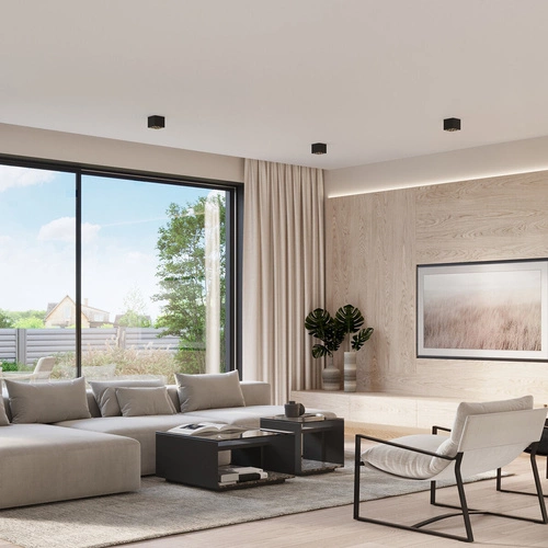 Stropní LED svítidlo OZZY černé minimalistické čtvercové do obýváku a kuchyně 9x16W