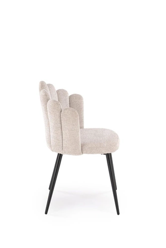 Čalouněná židle Mindi béžová do jídelny a obýváku moderní na černých nohách