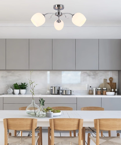 Stropní svítidlo Estar chromové 3bodové do obýváku a jídelny moderní s krystalky