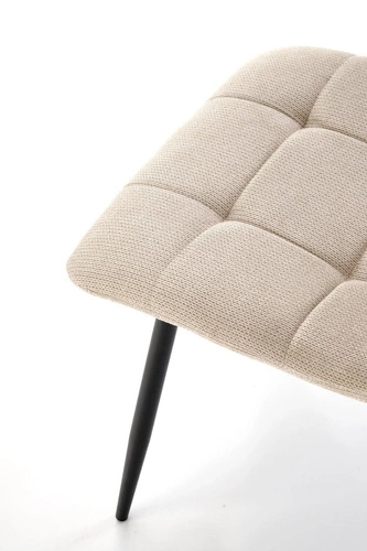 Čalouněná jídelní židle Fime béžová, moderní s černými kovovými nohami Intesi