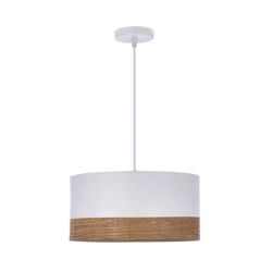 Závěsná lampa Porto bílá 1x60W E27 stínidlo bílá+ořech