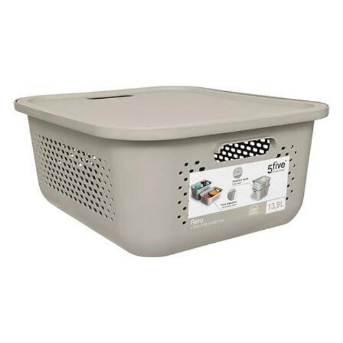 Úložný koš s víkem Aera 13,9 l béžový do koupelny a kuchyně 5five
