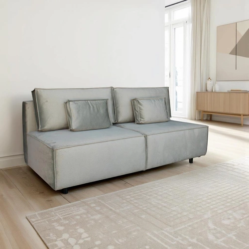 Rozkládací pohovka Toro šedá dvoumístná do obýváku s úložným prostorem na spaní