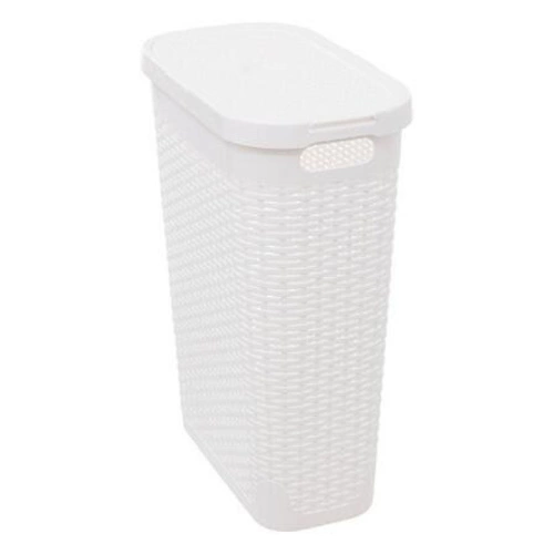 Úzký koš na prádlo 40 l rattan syntetický bílý