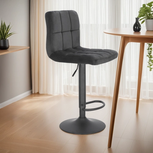 Barová židle Dafne VIC černý samet s opěradlem, výškově nastavitelná, otočná ke kuchyňské lince a ostrůvku