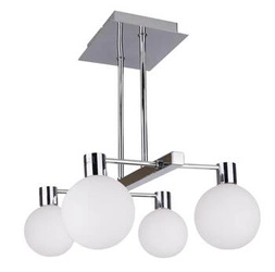 Chromovaná závěsná lampa Maldus 4x40W G9 s bílým difuzorem