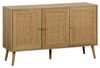Dřevěná komoda Ballo v boho stylu s ratanovými dvířky na nožkách 115 cm do obýváku Intesi