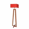 Stojací lampa JAWA LYSNE moderní dřevěná s červeným stínidlem do obýváku 138 cm