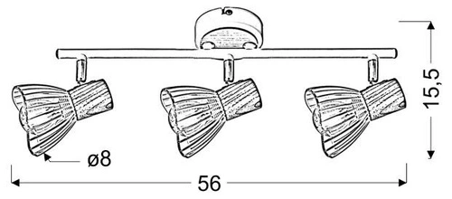 Stropní svítidlo Chile 3-bodové bílé s dřevem, nastavitelné do obýváku a ložnice