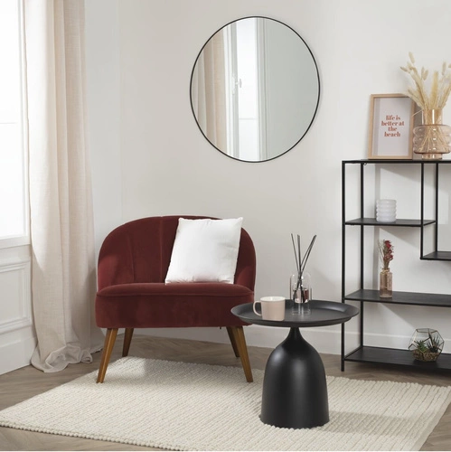 Vínově červené sametové křeslo Naova ušák do obýváku ve vintage stylu s područkami snadno čistitelné